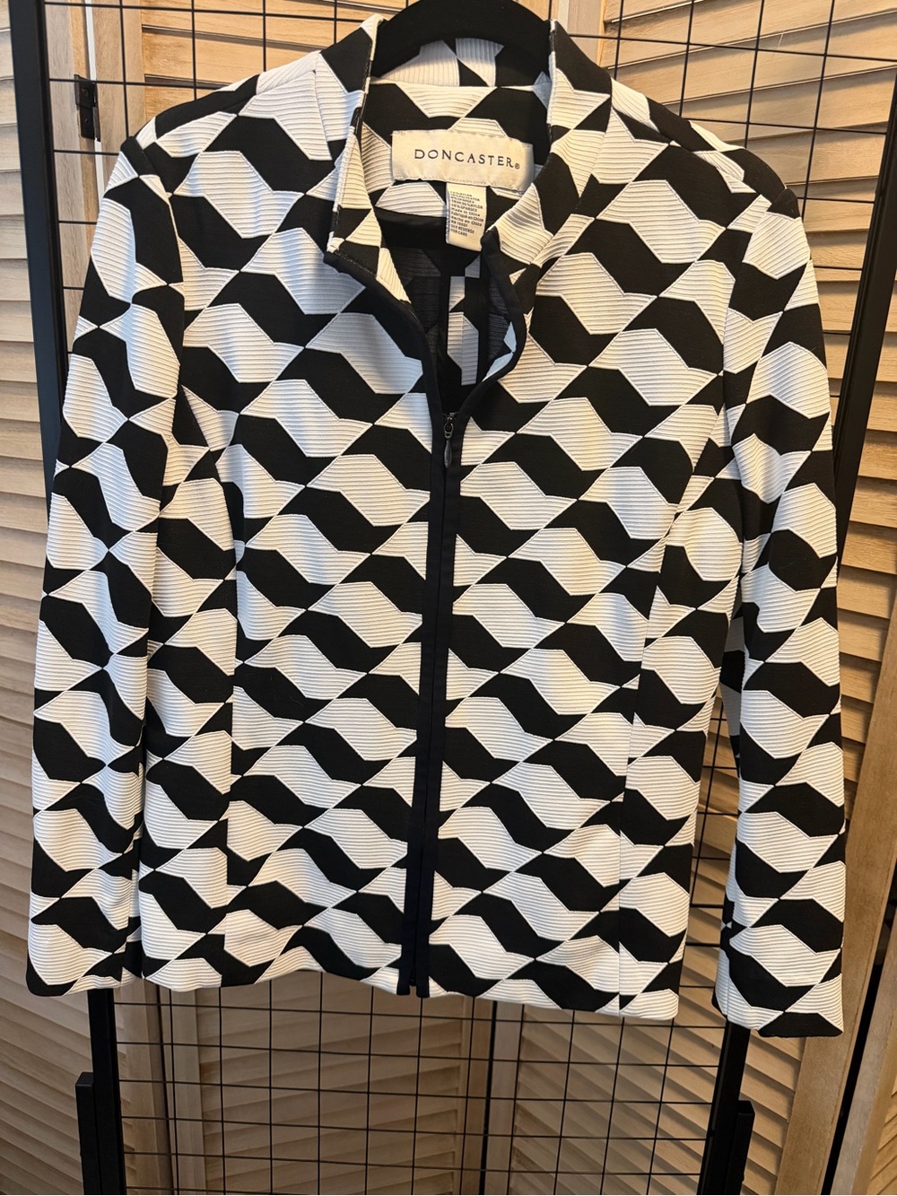 Doncaster Black & White Geometric Zip Jacket